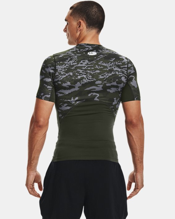 Men's HeatGear® Armour Camo Short Sleeve, Green, pdpMainDesktop image number 1